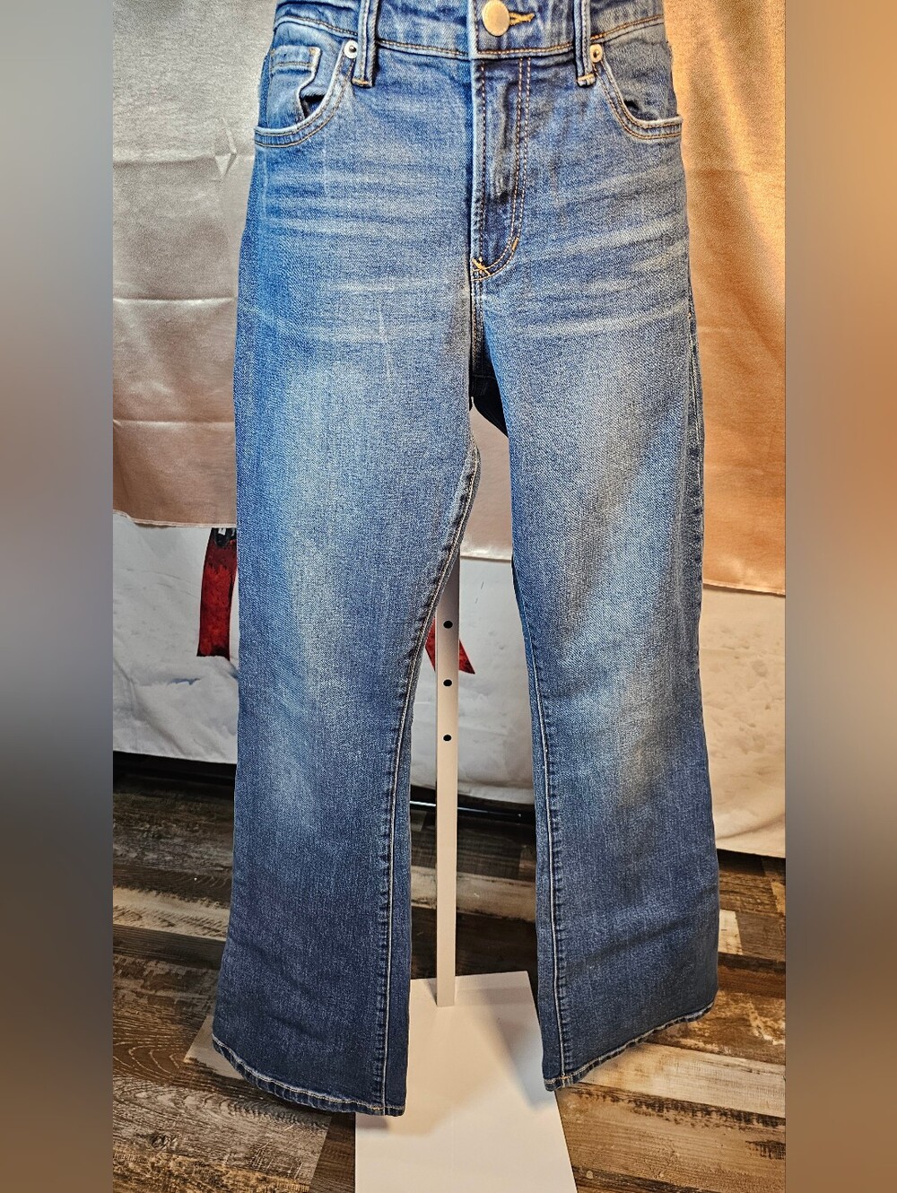 Dear John Rosa Flare Jeans Size 28 Medium Wash Frayed Waist Denim